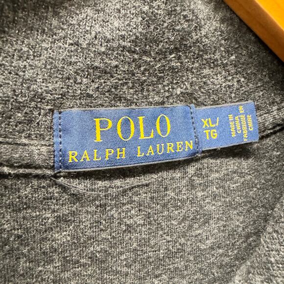 Polo Ralph Lauren Sweater Mens XL Gray 1/4 Zip Pullover Cotton Knit Red Pony - Picture 2 of 7
